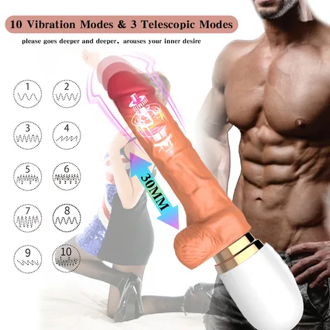 Remote Control Vibrating Dildo with Heating & Thrusting Modes